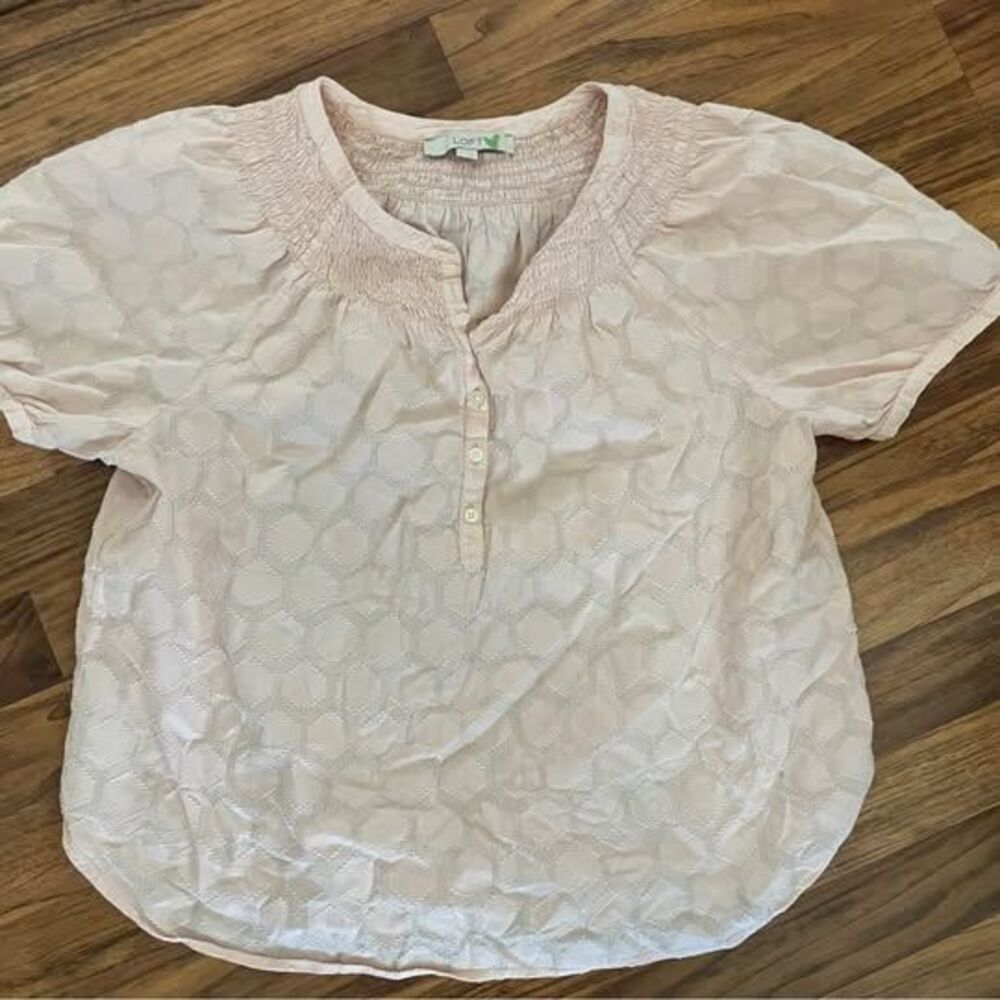 LOFT Pink Smocked Blouse